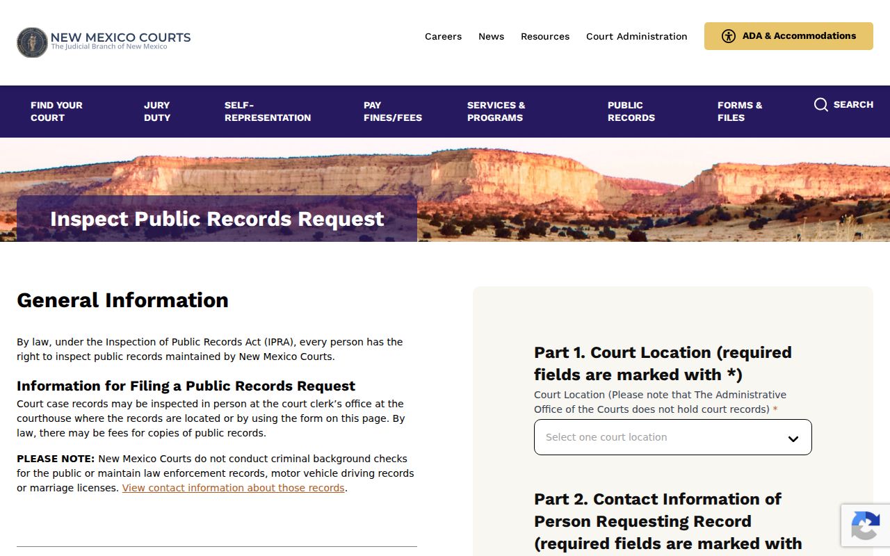 Union County court case records New Mexico online IPRA request form
