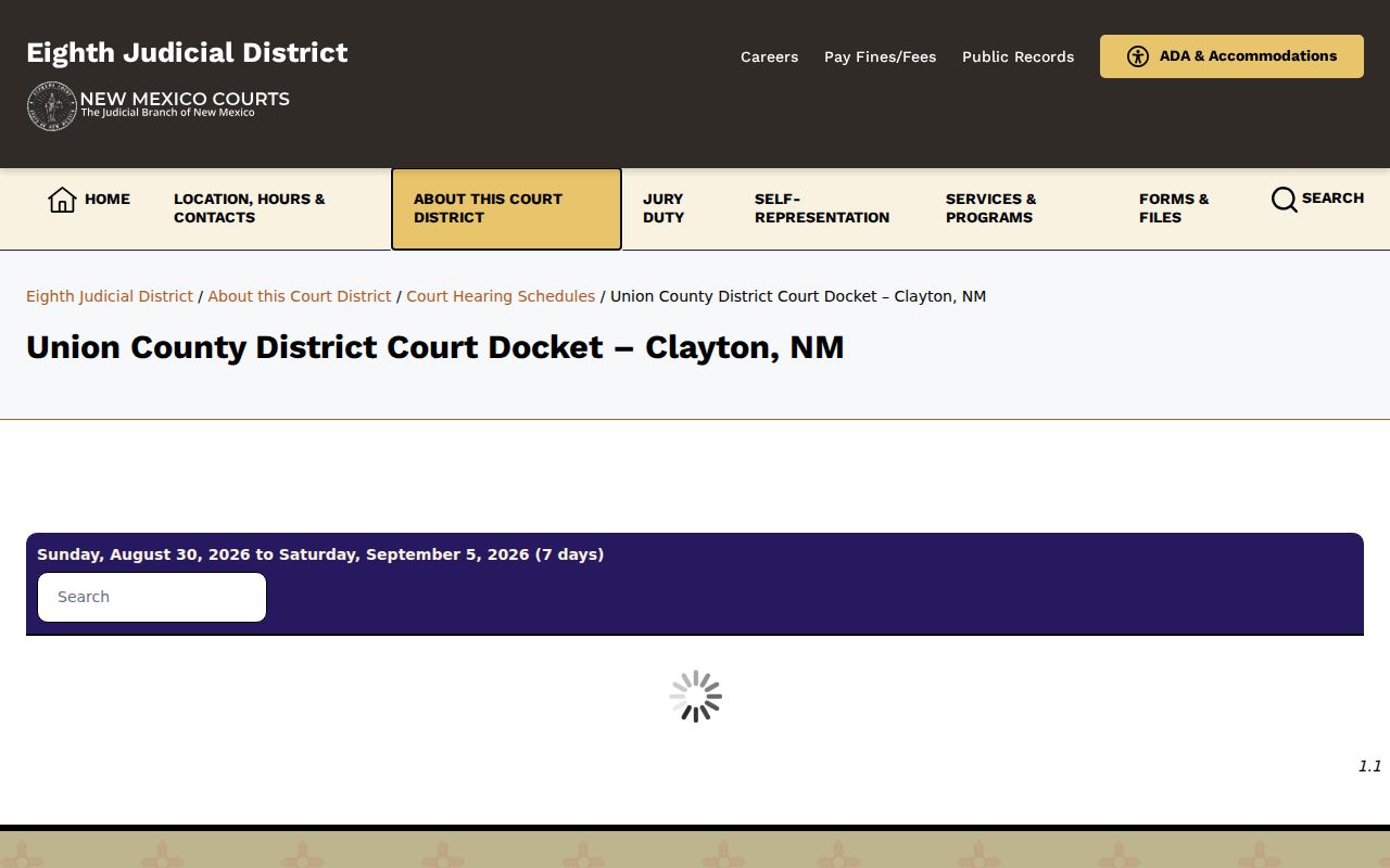 Union County court schedule District Court hearing-schedule page