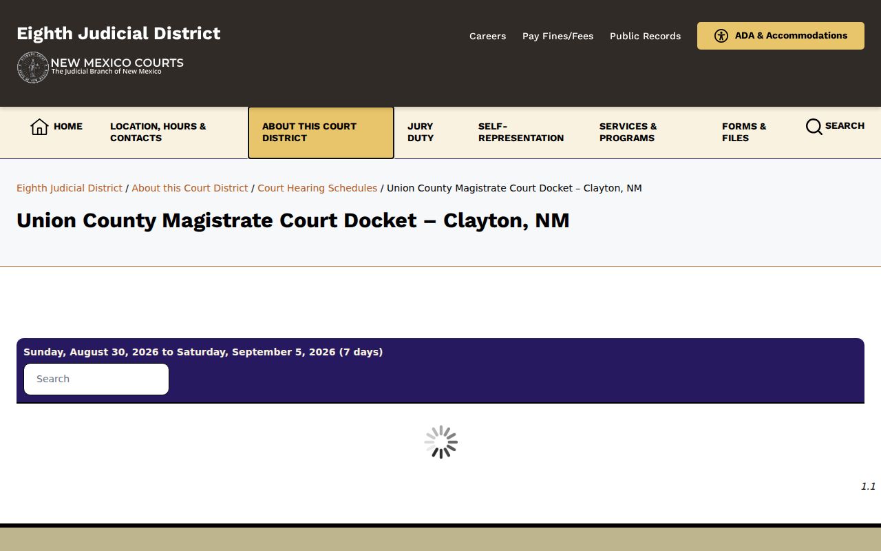 Union County court schedule Magistrate Court docket page