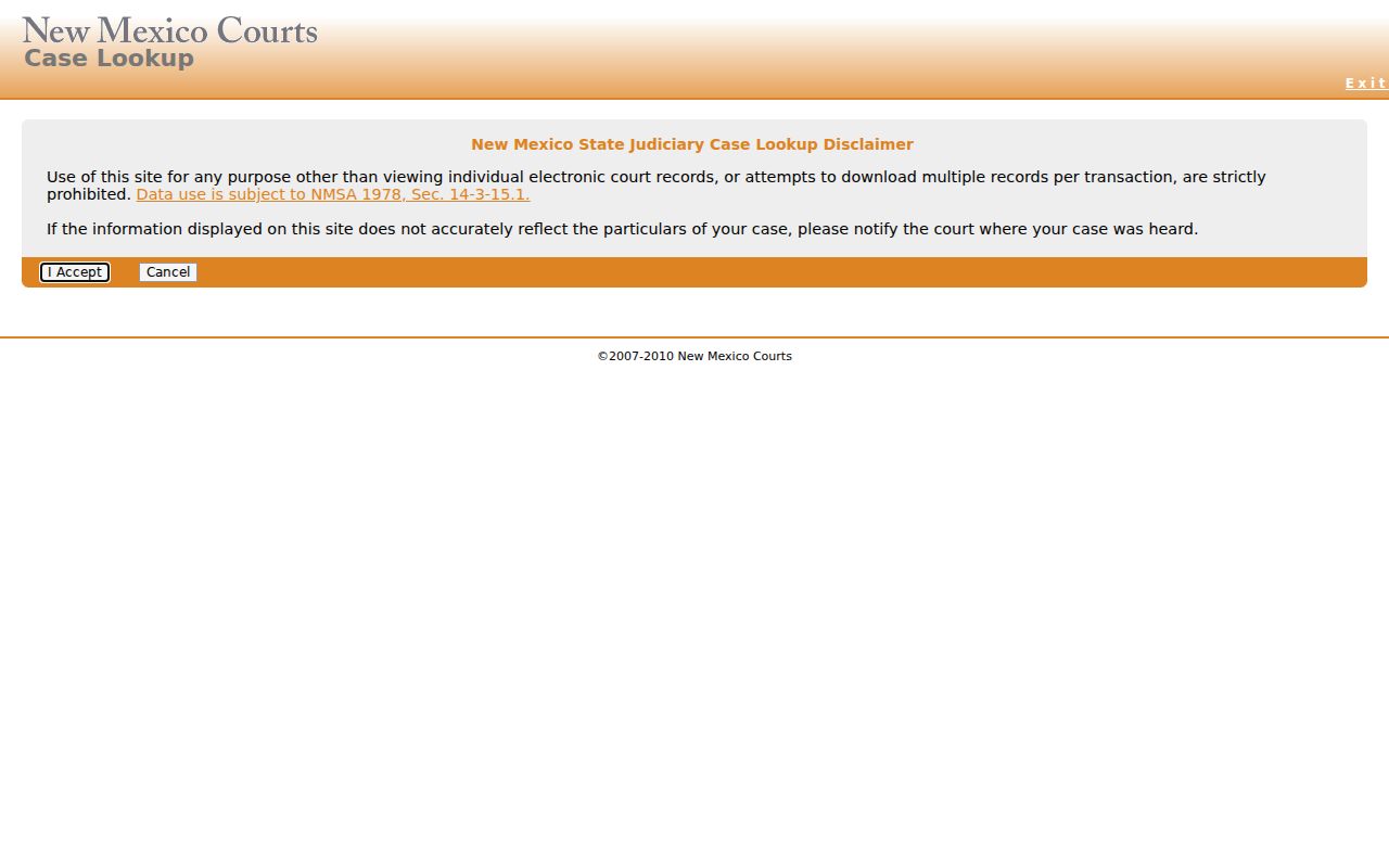 Union County docket search New Mexico Case Lookup interface