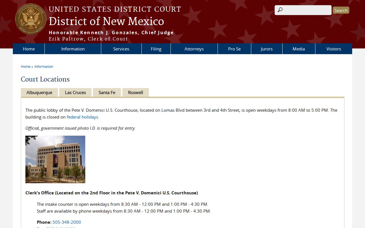 Folsom court records District of New Mexico federal court locations source