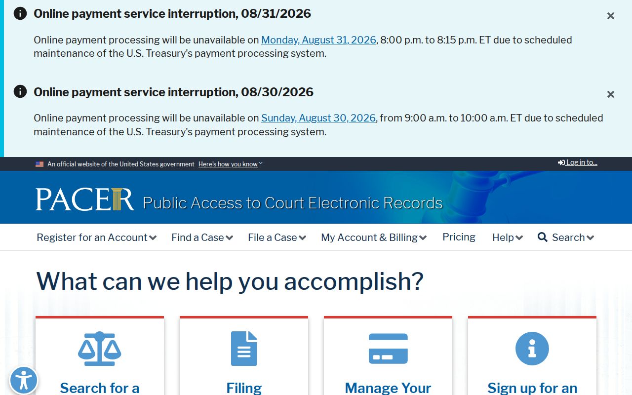 Grenville court records federal PACER access source