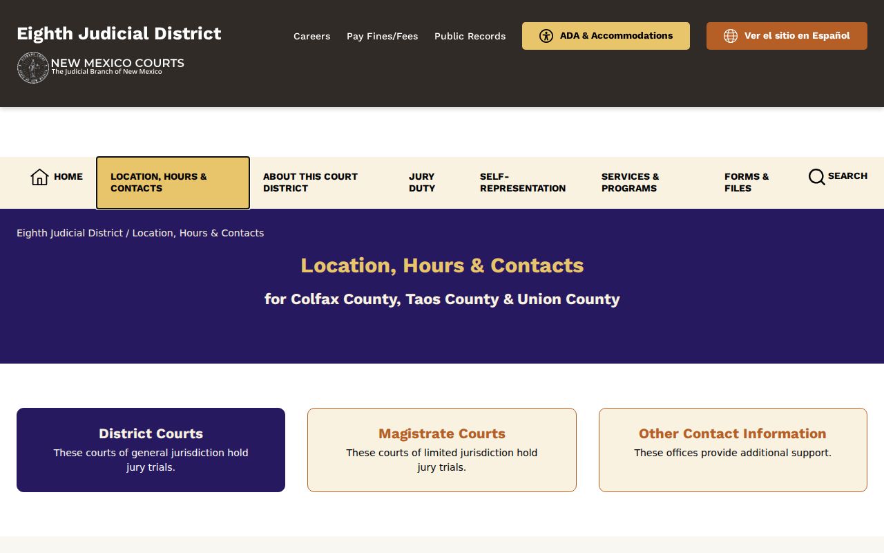 Union County court docket District Court location and clerk contact information